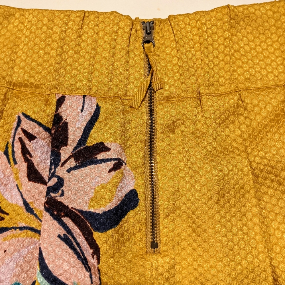 Anthropologie Maeve Tropicale Gold Yellow Floral Skirt - Picture 5 of 11